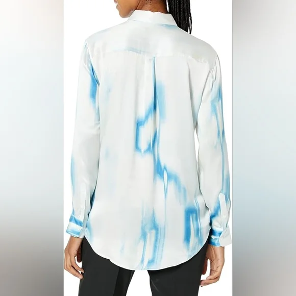 Equipment Silk Satin Blouse in Desert Blue Multi - Size M - Picture 2 of 4